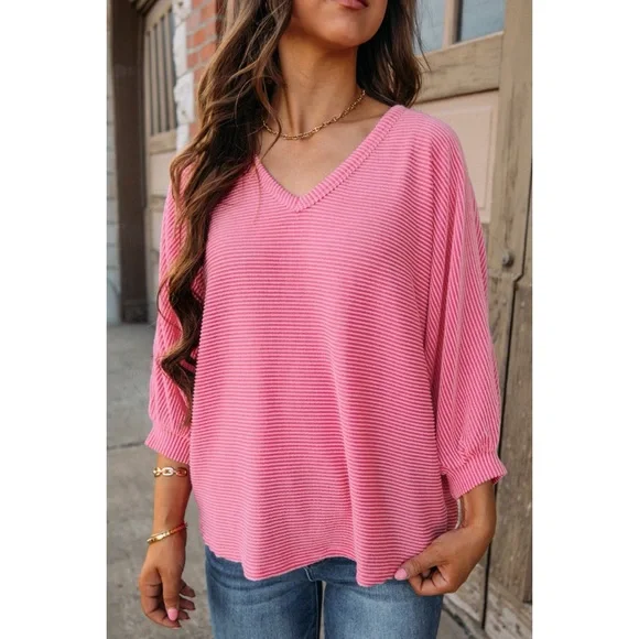 Pink Corded Bracelet Sleeve Top - Picture 2 of 2